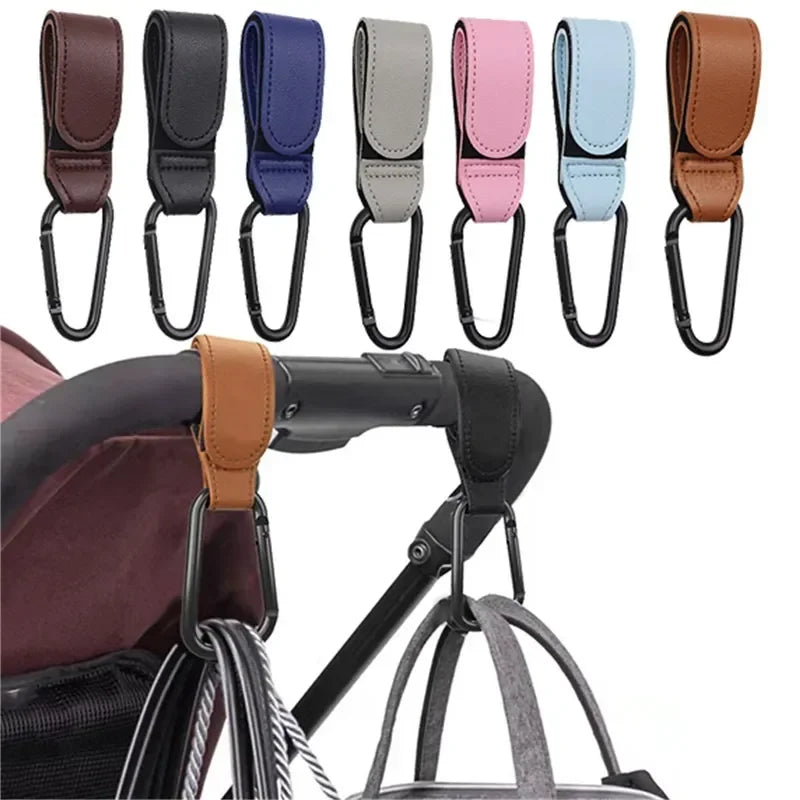 PU leather stroller hooks on a stroller