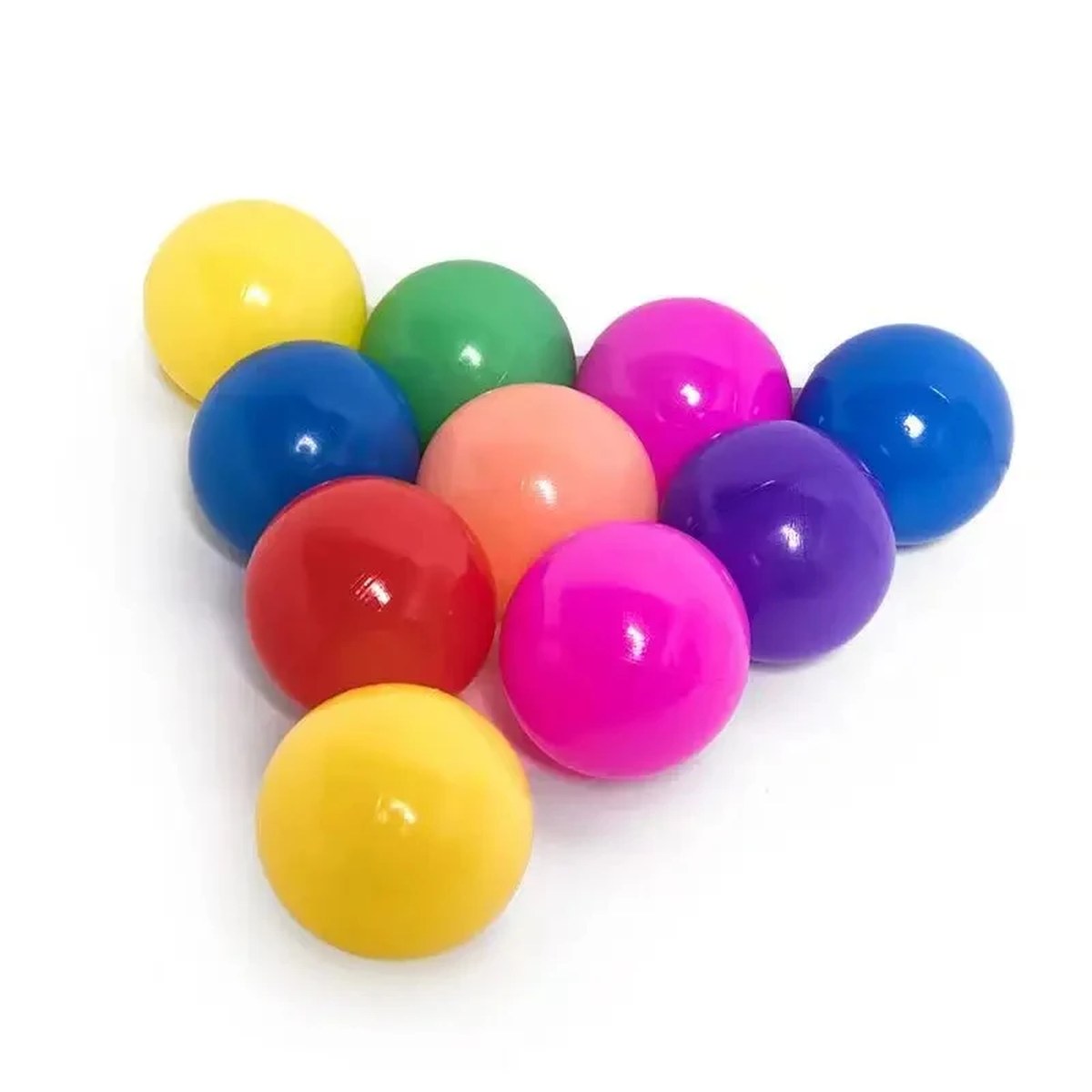 Close-up of the mixed-color ball pit balls