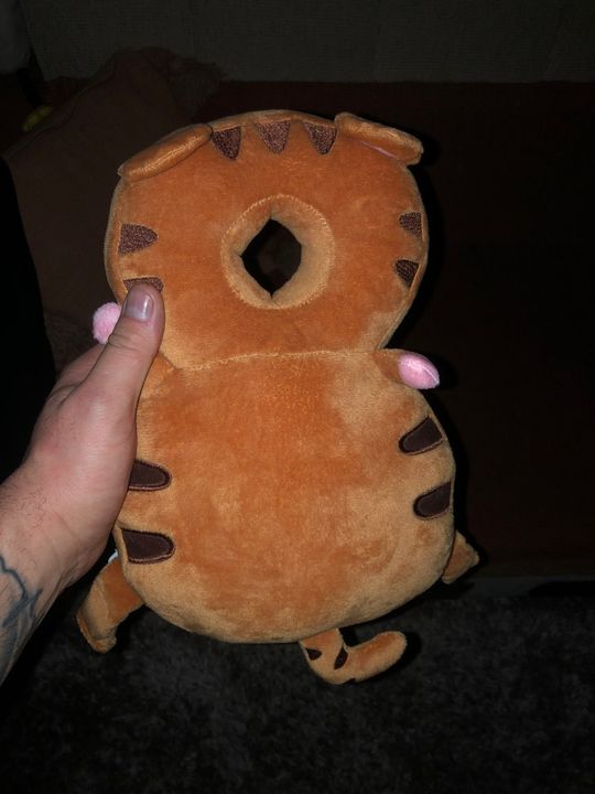 Customer photo: the tiger design pillow held upright