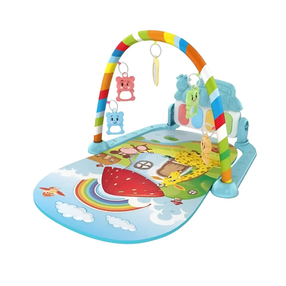 Wiggle & Play Kick Piano Gym in the Blue Rainbow design