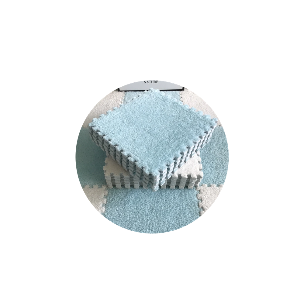 Plush Baby Floor Mat - Blue & White