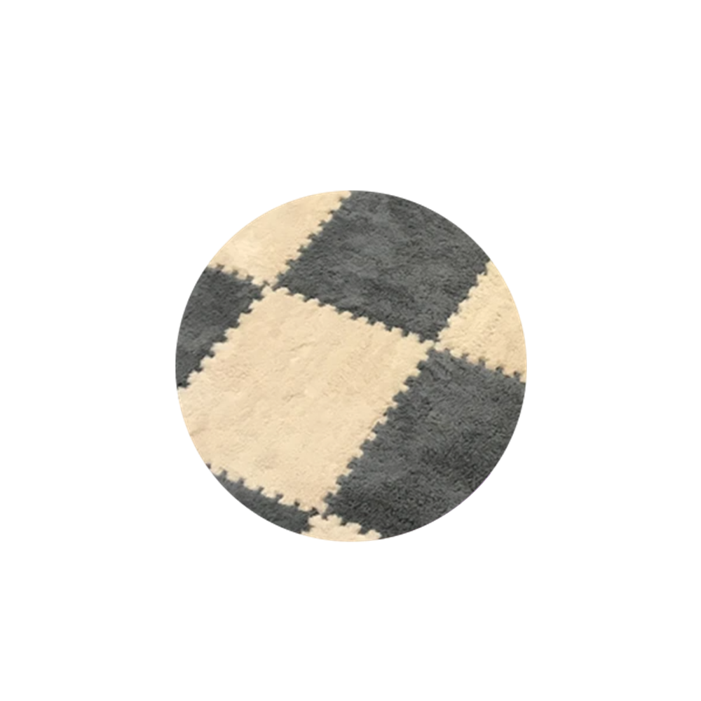 Plush Baby Floor Mat - Gray & Khaki