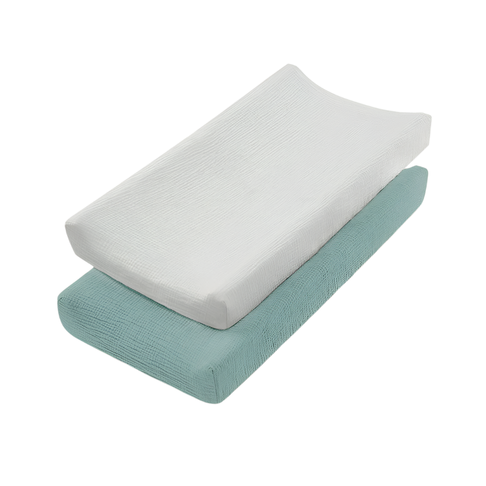 Muslin Changing Pad Covers (2-Pack) - Gray & Green