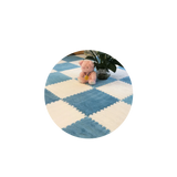 Plush Baby Floor Mat - Sky Blue & White