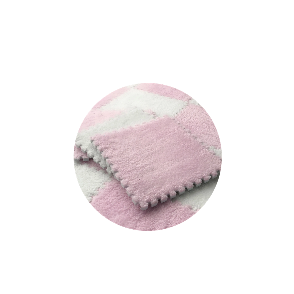 Plush Baby Floor Mat - Pink & White