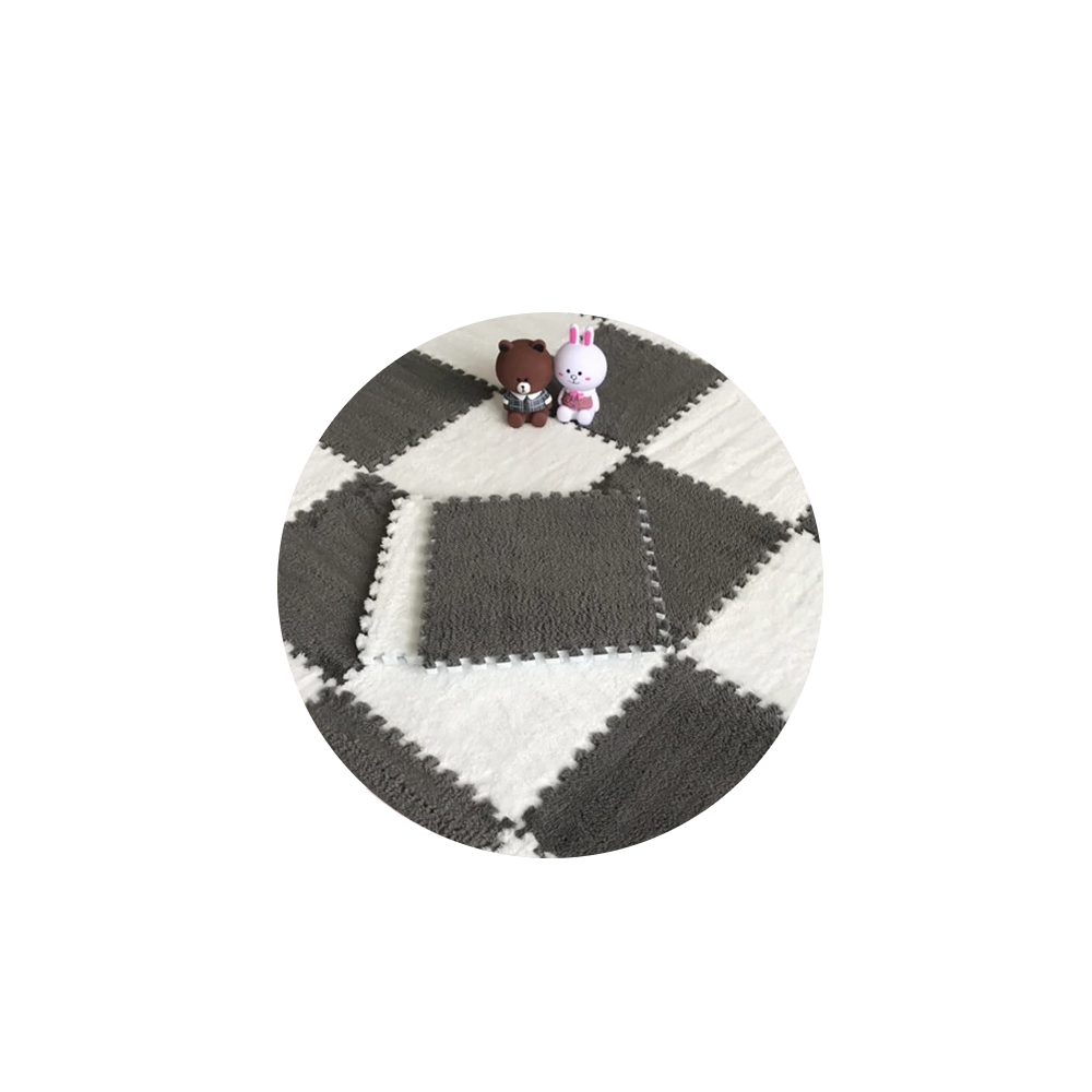 Plush Baby Floor Mat - White & Gray