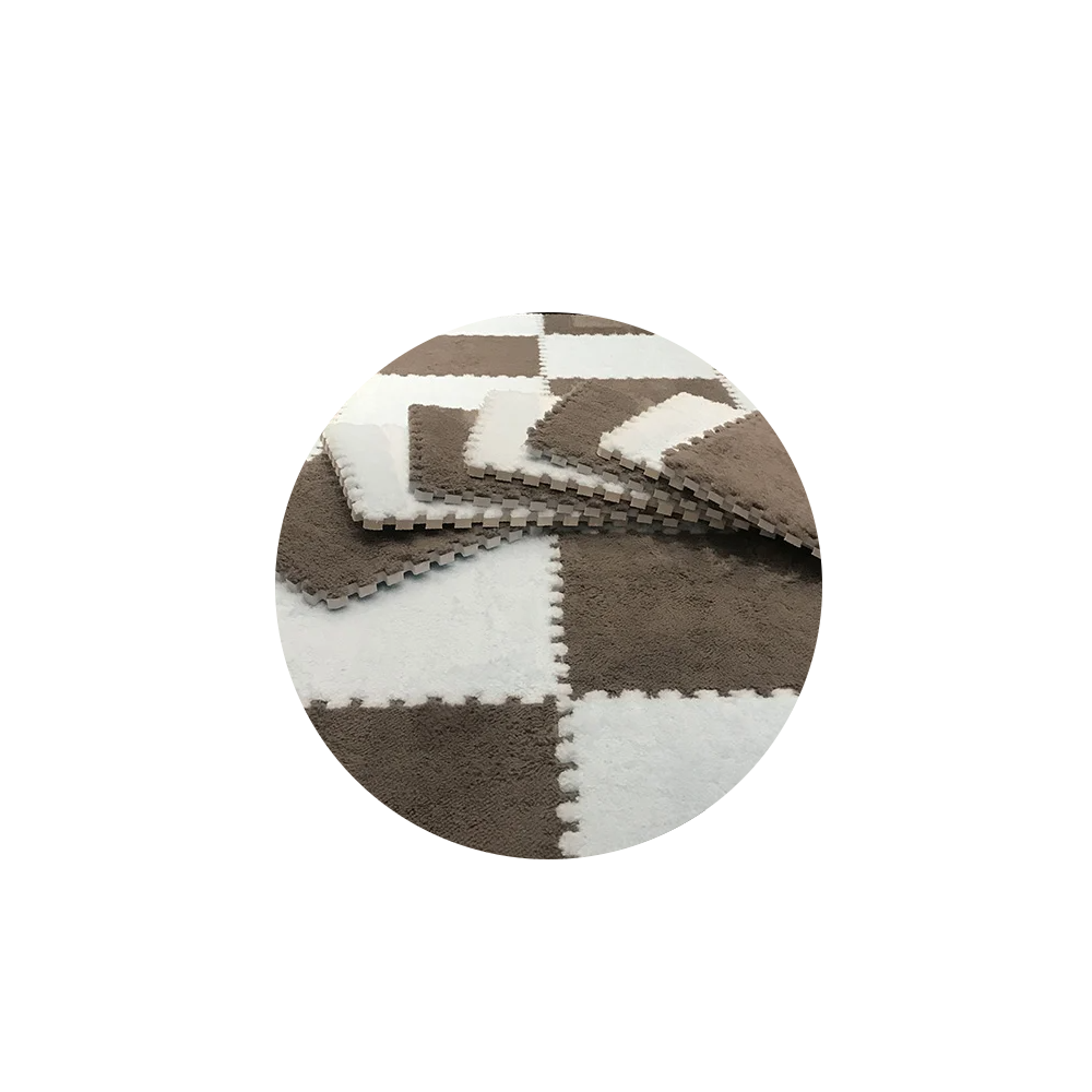 Plush Baby Floor Mat - White & Brown