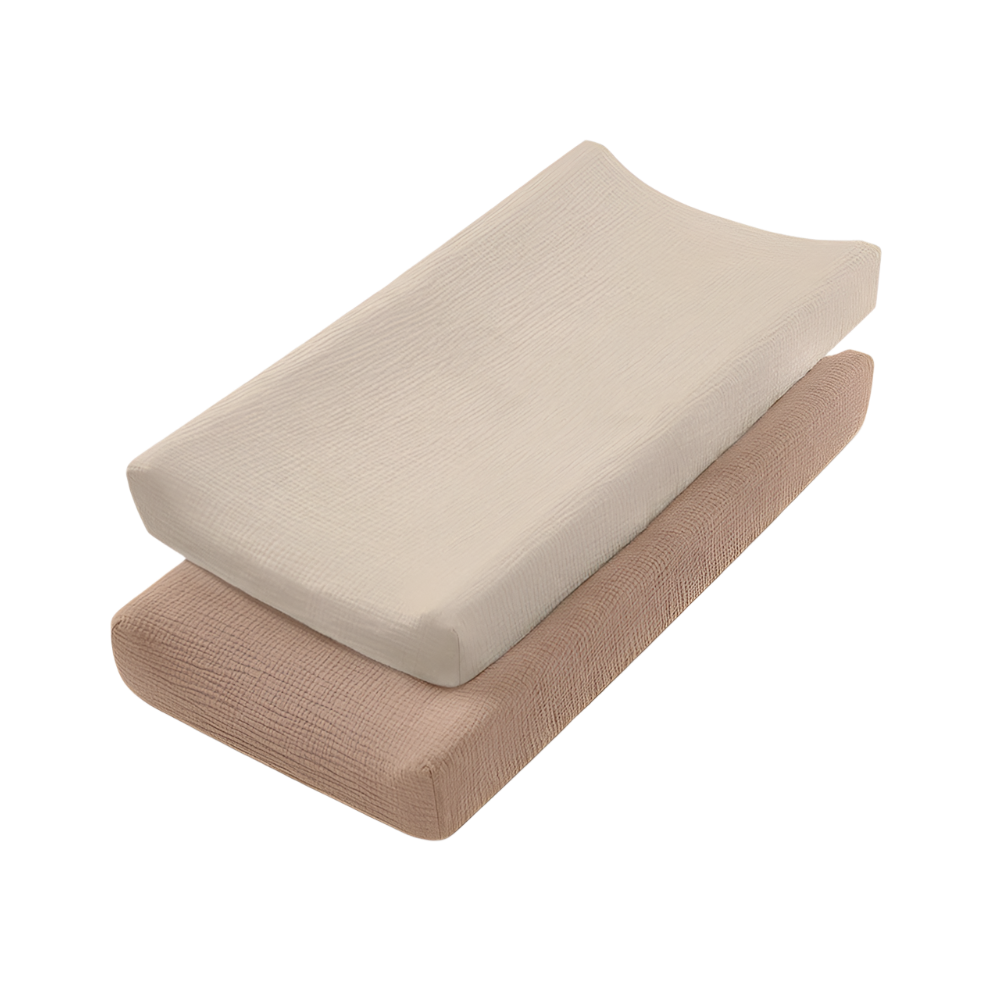 Muslin Changing Pad Covers (2-Pack) - Ivory & Brown