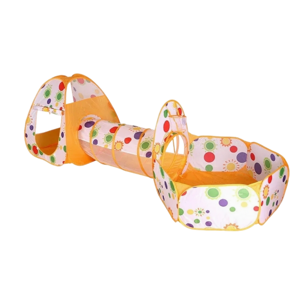 3-in-1 Kids Ball Pit & Tunnel Playset - Orange