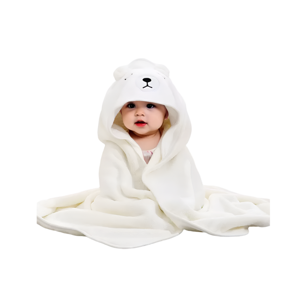 Hooded Baby Bath Towel - White Polar Bear
